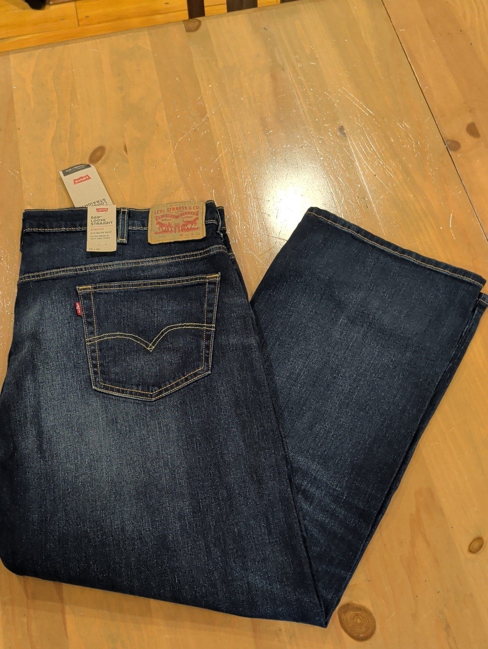 Levis 569 Loose Straight Fit Jeans Mens 42x32 Blue Denim NWT